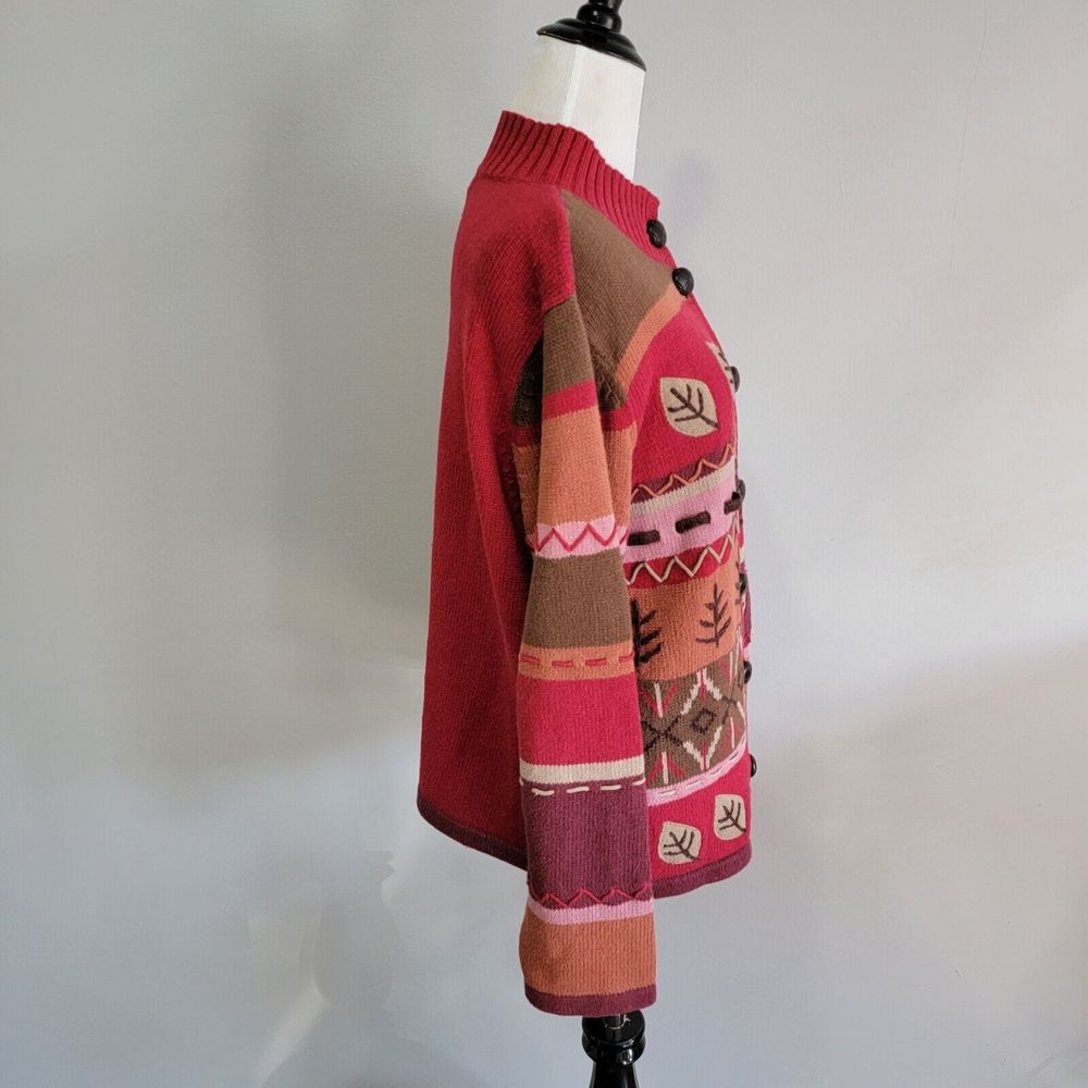 The TOG Shop Cardigan Button-up Front Knit ‎ Women's Size Large Colorful Fall - Picture 3 of 8